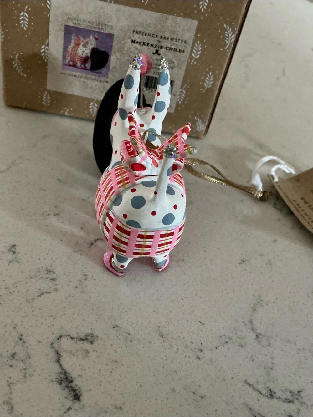 McKenzie Childs Agne’s plaid Scottie dog mini ornament